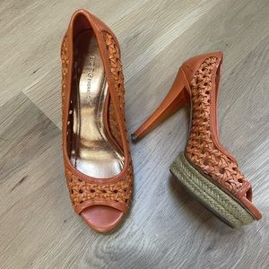 BCBGenerations Orange Open Toe Pumps